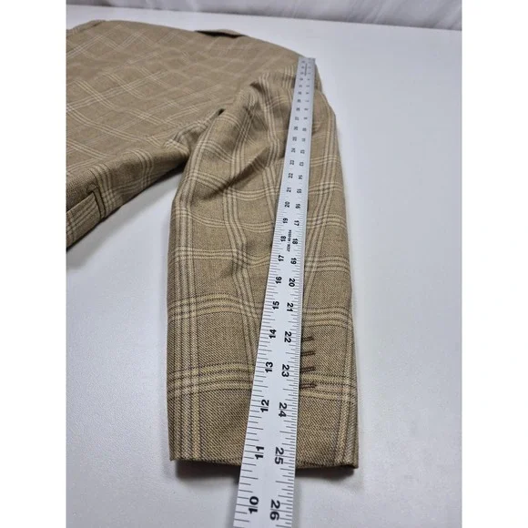 Roberto Zanieri Blazer Sport Coat Mens 44 Beige 100% Wool Plaid Made In Italy